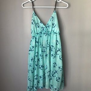 teal ocean drive sundress with anchor design